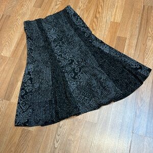 Coldwater Creek, black/gray abstract floral fit and flare midi skirt. Size S.